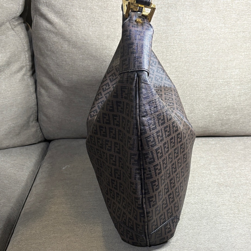Authentic Fendi Dark Brown Zucchino FF Logo Hobo Bag with Gold-Tone Accents - Picture 5 of 15